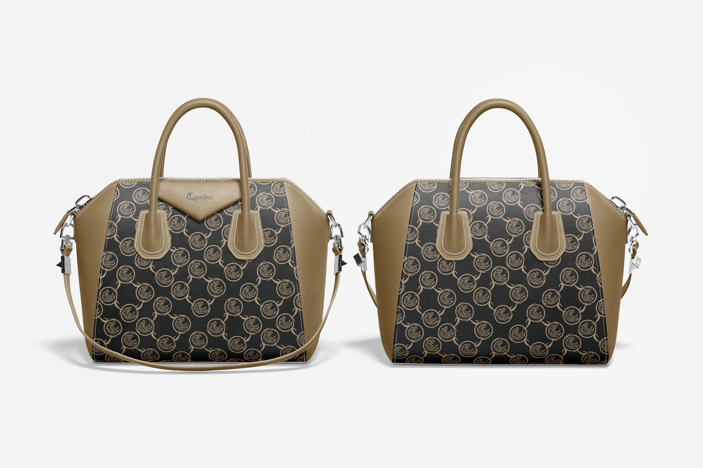 Quentino Classic Gold Leather Hand Bag