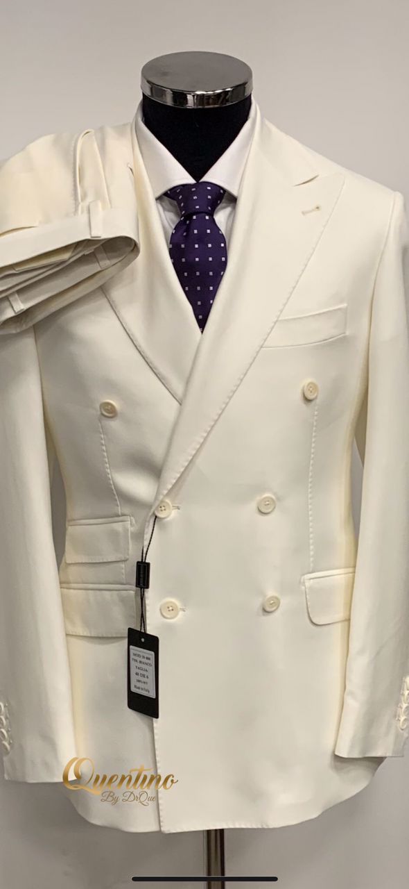 Quentino Cream Emerald  Suit